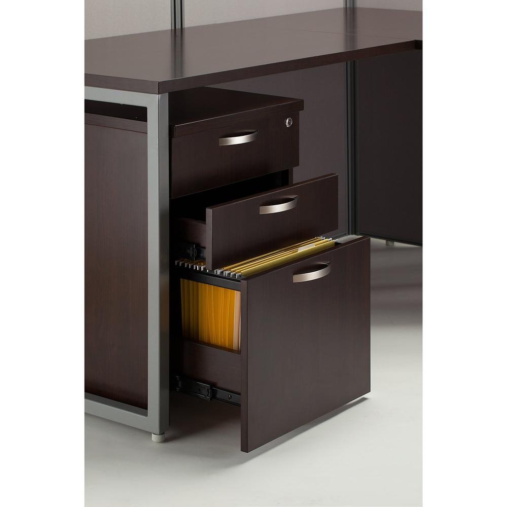 Bush Business Furniture Easy Office 60W Cubicle Desk with File Cabinet and 45H Closed Panels Workstation, Mocha Cherry. Picture 8