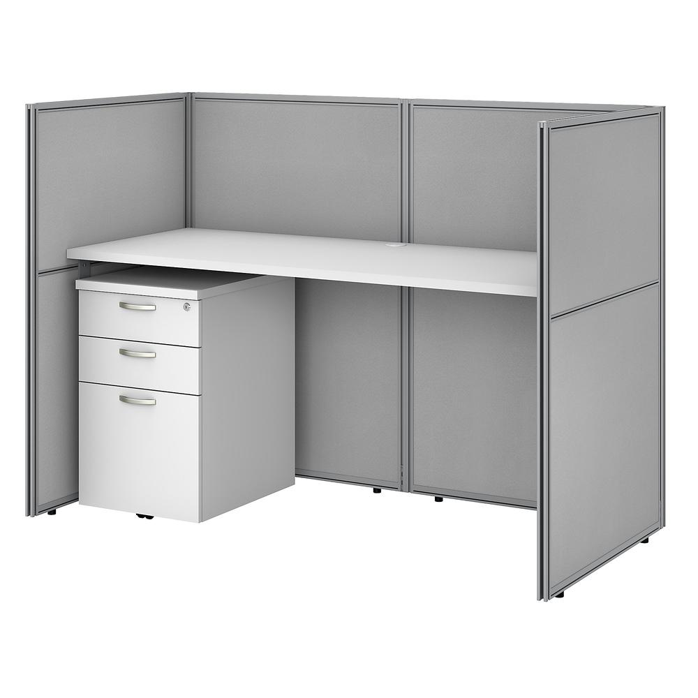 Easy Office Cubicle Desk, File Cabinet and Closed Panels Workstation. Picture 1