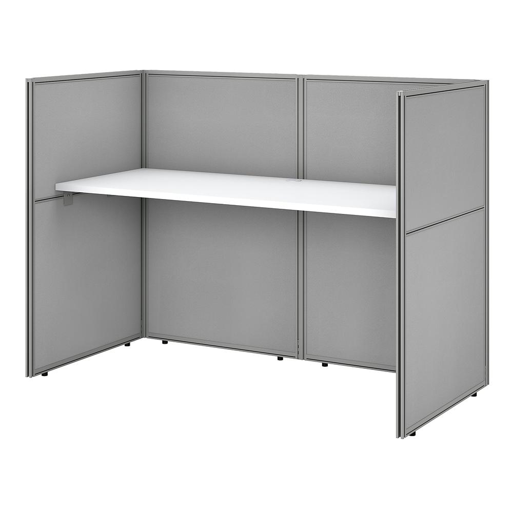 Bush Business Furniture Easy Office 60W Cubicle Desk Workstation with 45H Closed Panels ,Pure White/Silver Gray Fabric. Picture 1
