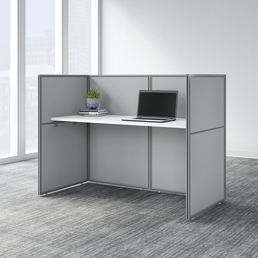 Bush Business Furniture Easy Office 60W Cubicle Desk Workstation with 45H Closed Panels ,Pure White/Silver Gray Fabric. Picture 2