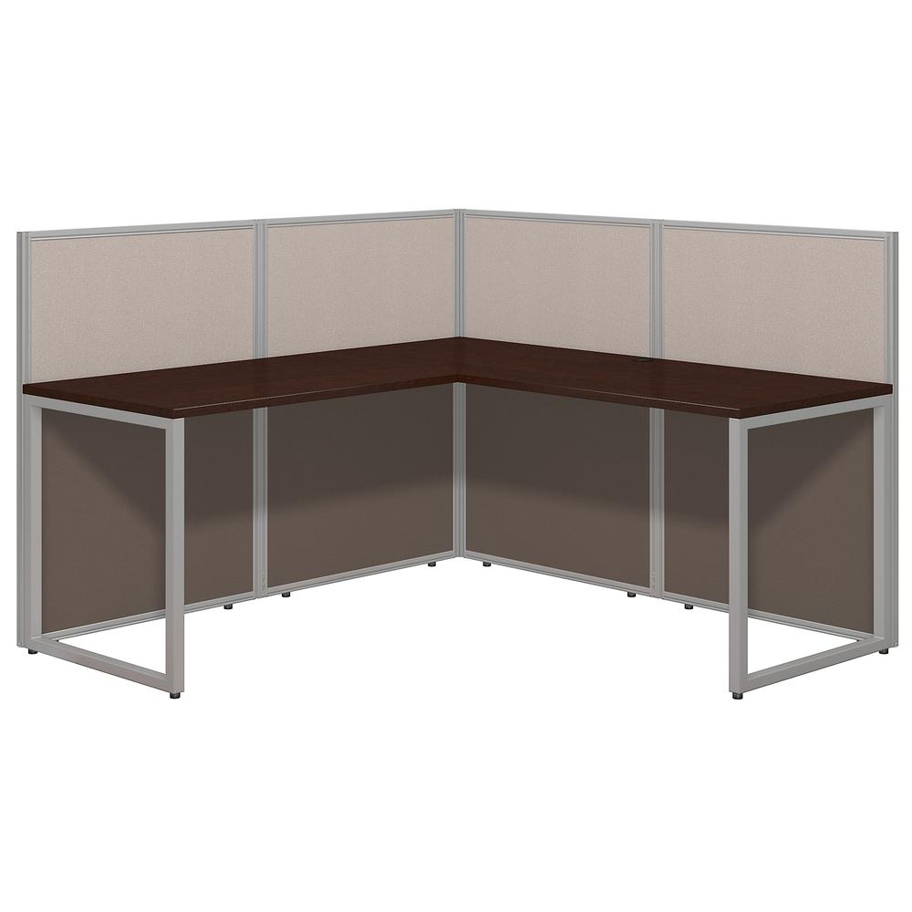 Bush Business Furniture Easy Office 60W L Shaped Cubicle Desk Workstation with 45H Panels, Mocha Cherry. Picture 1