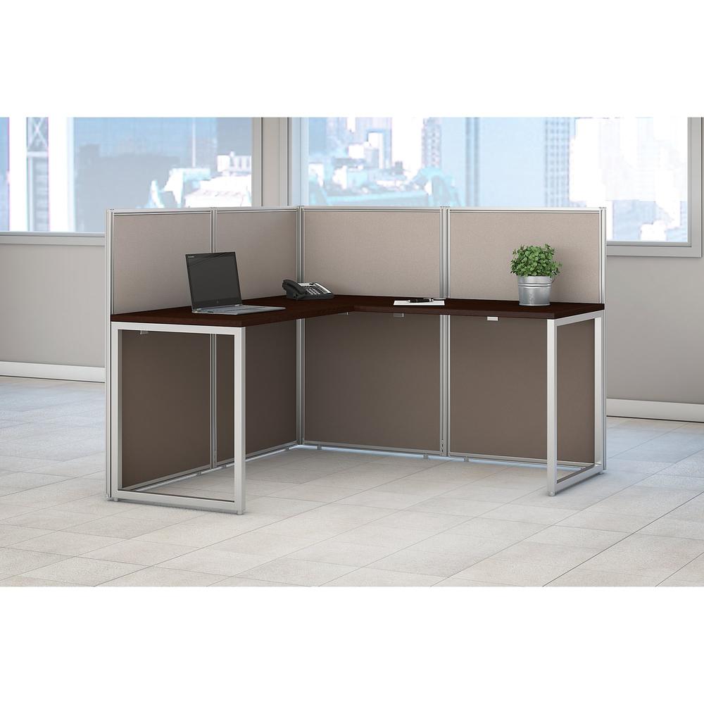 Bush Business Furniture Easy Office 60W L Shaped Cubicle Desk Workstation with 45H Panels, Mocha Cherry. Picture 2