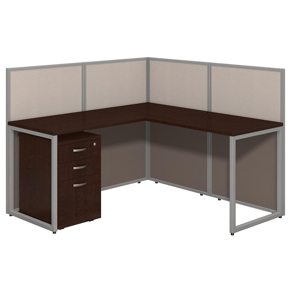 Bush Business Furniture Easy Office 60W L Shaped Cubicle Desk with File Cabinet. Picture 1