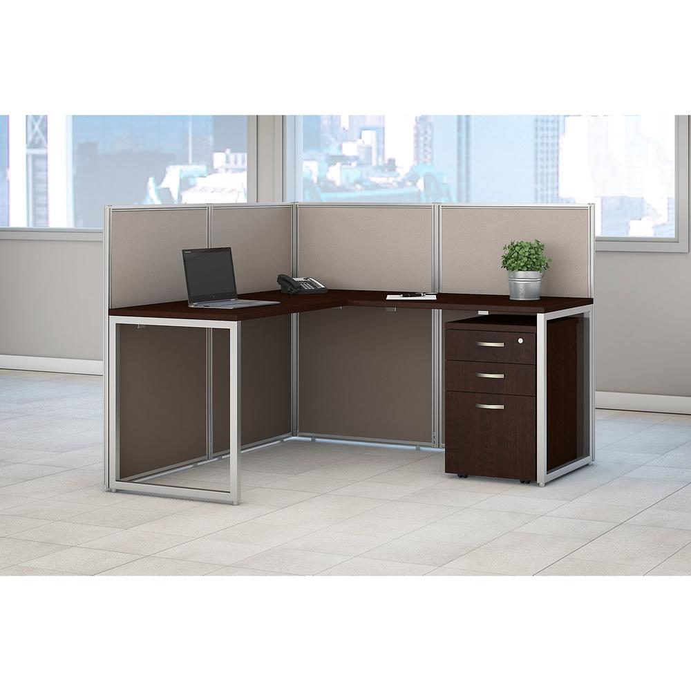 Bush Business Furniture Easy Office 60W L Shaped Cubicle Desk with File Cabinet. Picture 2