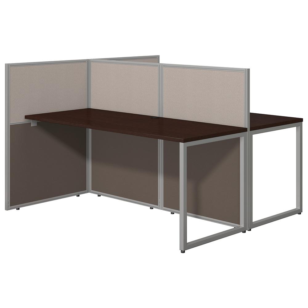 Bush Business Furniture Easy Office 60W 2 Person Cubicle Desk Workstation with 45H Panels, Mocha Cherry. Picture 1