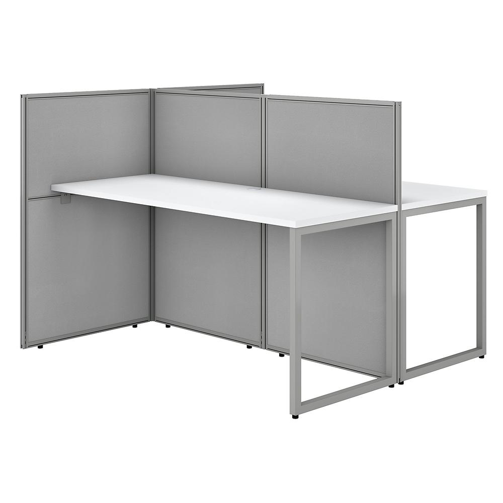 Bush Business Furniture Easy Office 60W 2 Person Cubicle Desk Workstation with 45H Panels ,Pure White/Silver Gray Fabric. Picture 1