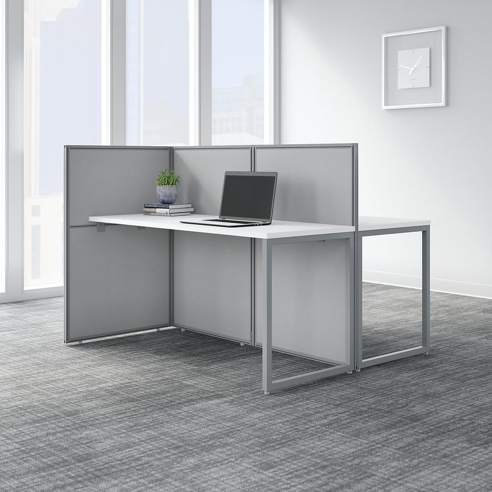 Bush Business Furniture Easy Office 60W 2 Person Cubicle Desk Workstation with 45H Panels ,Pure White/Silver Gray Fabric. Picture 2