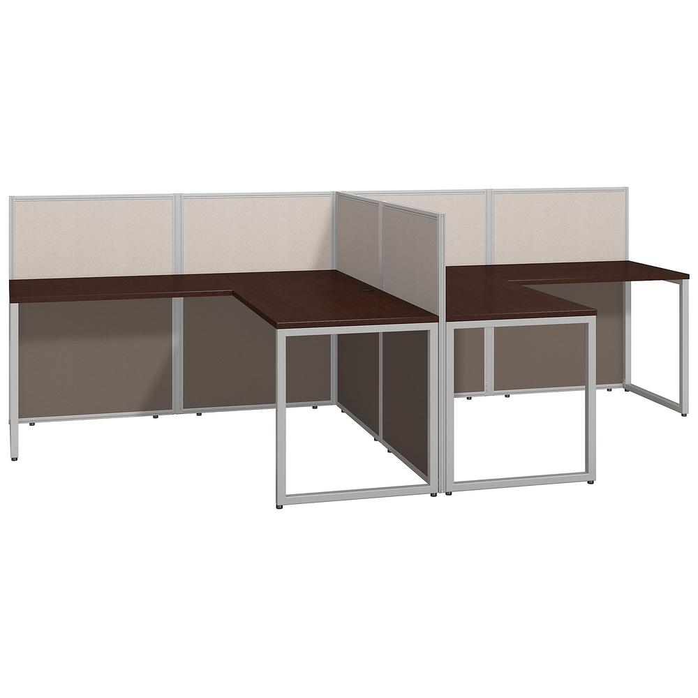 Bush Business Furniture Easy Office 60W 2 Person L Shaped Cubicle Desk Workstation with 45H Panels, Mocha Cherry. Picture 1