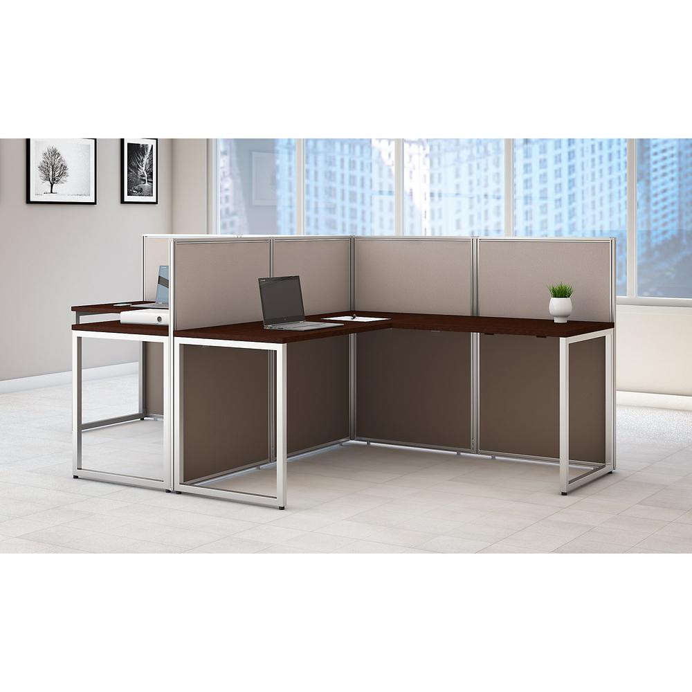 Bush Business Furniture Easy Office 60W 2 Person L Shaped Cubicle Desk Workstation with 45H Panels, Mocha Cherry. Picture 2