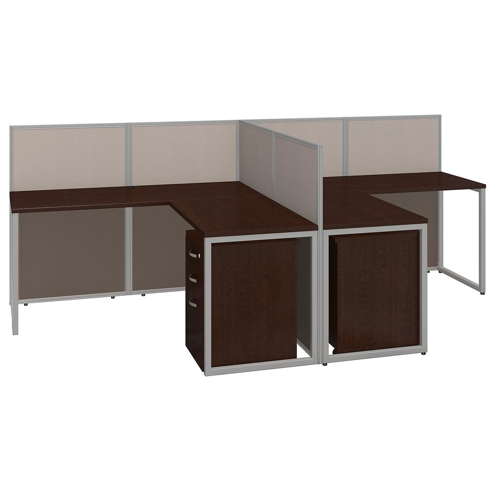 Bush Business Furniture Easy Office 60W 2 Person L Shaped Cubicle Desk with Drawers and 45H Panels, Mocha Cherry. Picture 1