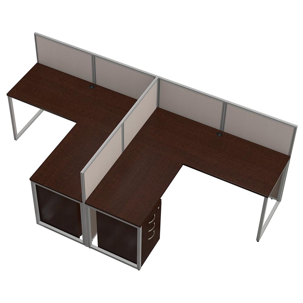 Bush Business Furniture Easy Office 60W 2 Person L Shaped Cubicle Desk with Drawers and 45H Panels, Mocha Cherry. Picture 3