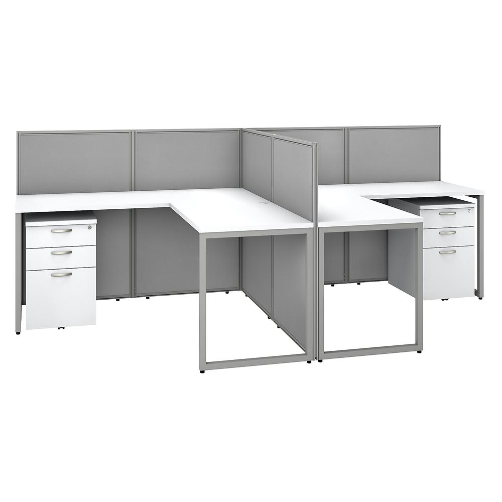 Easy Office 2 Person L Shaped Cubicle Desk with Drawers and Panels. Picture 1