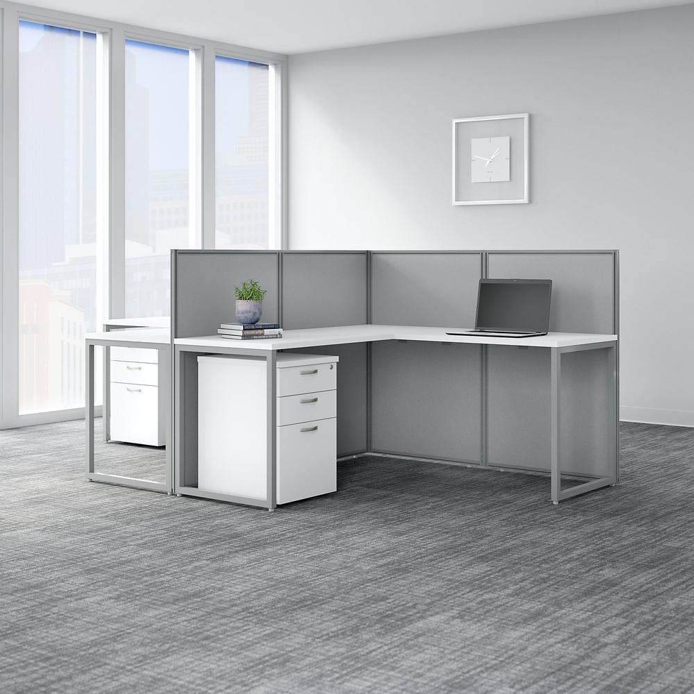 Easy Office 2 Person L Shaped Cubicle Desk with Drawers and Panels. Picture 2