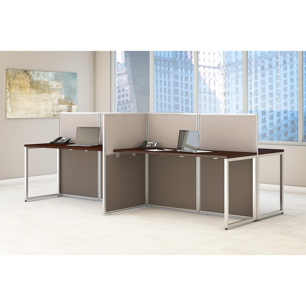 Bush Business Furniture Easy Office 60W 4 Person Cubicle Desk Workstation with 45H Panels, Mocha Cherry. Picture 2