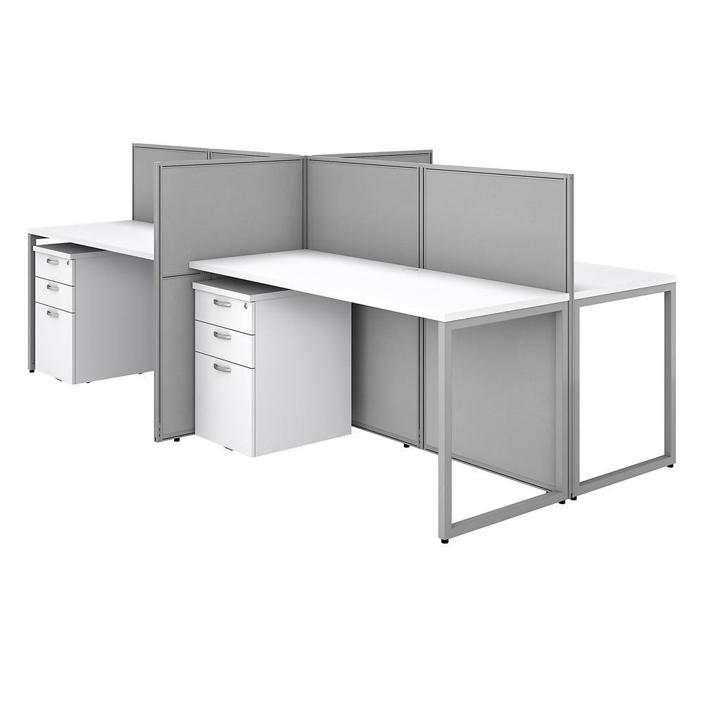 Bush Business Furniture Easy Office 60W 4 Person Cubicle Desk with File Cabinets and 45H Panels ,Pure White/Silver Gray Fabric. The main picture.