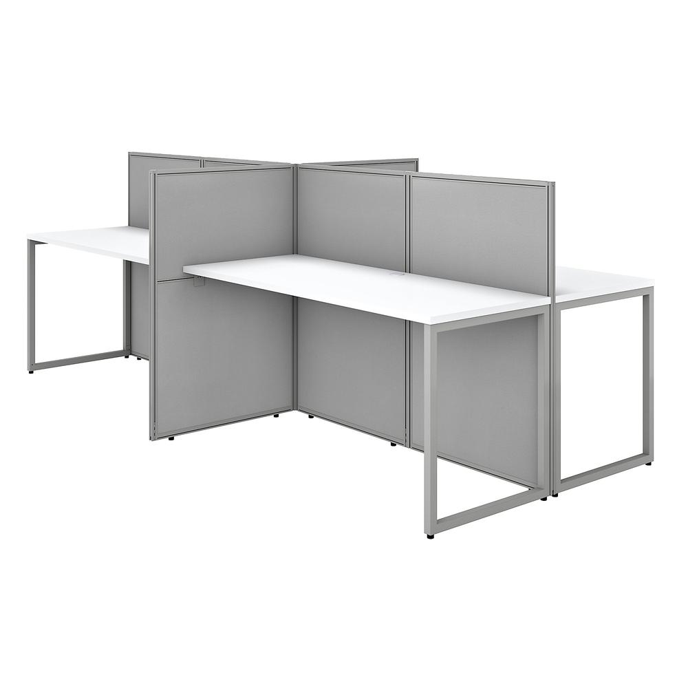 Bush Business Furniture Easy Office 60W 4 Person Cubicle Desk Workstation with 45H Panels ,Pure White/Silver Gray Fabric. The main picture.