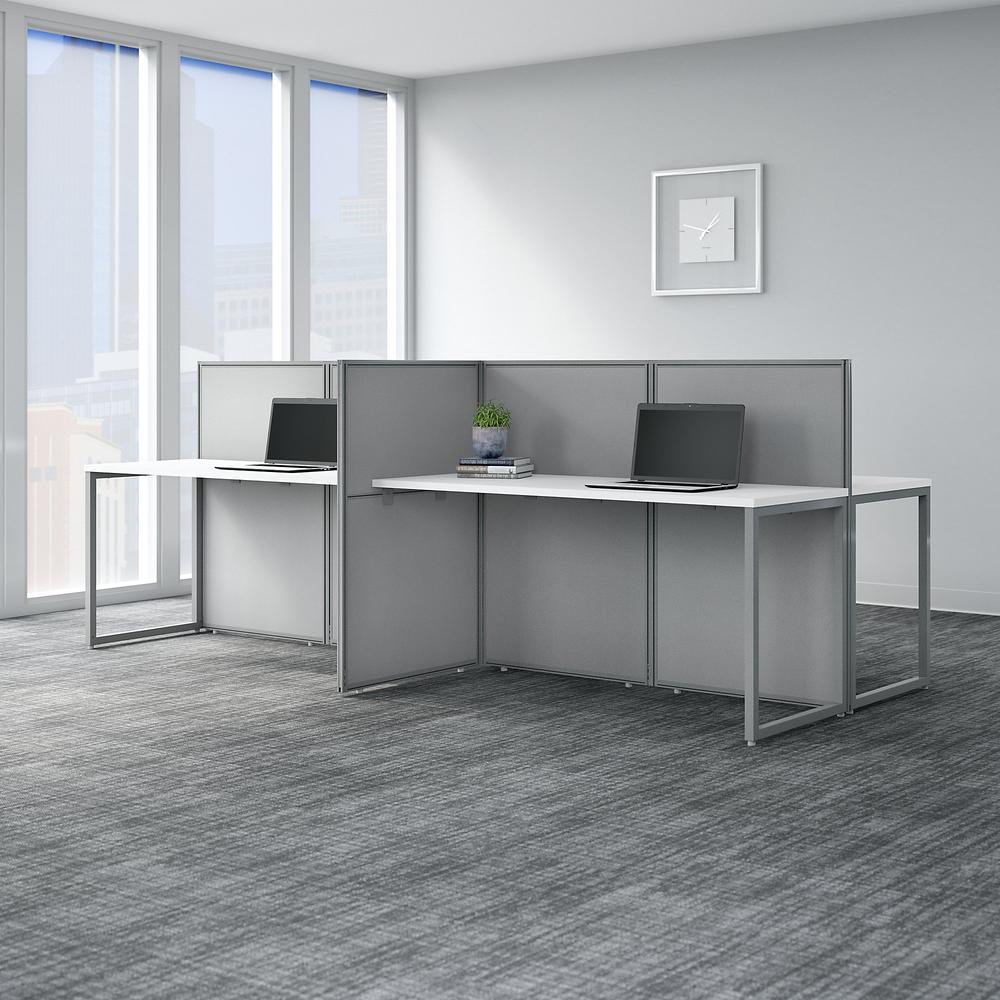 Bush Business Furniture Easy Office 60W 4 Person Cubicle Desk Workstation with 45H Panels ,Pure White/Silver Gray Fabric. Picture 2
