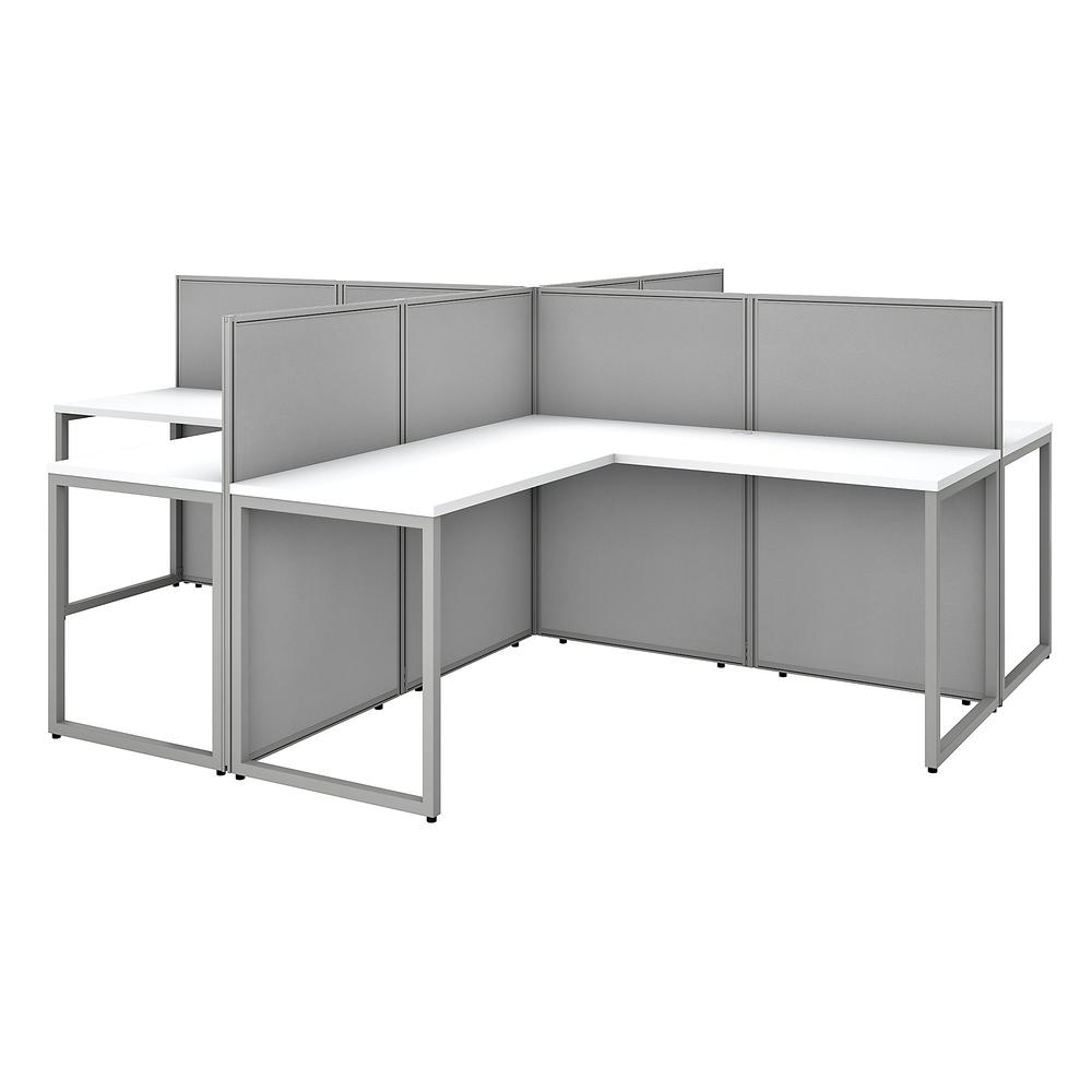 Easy Office 4 Person L Shaped Cubicle Desk Workstation with Panels. Picture 1