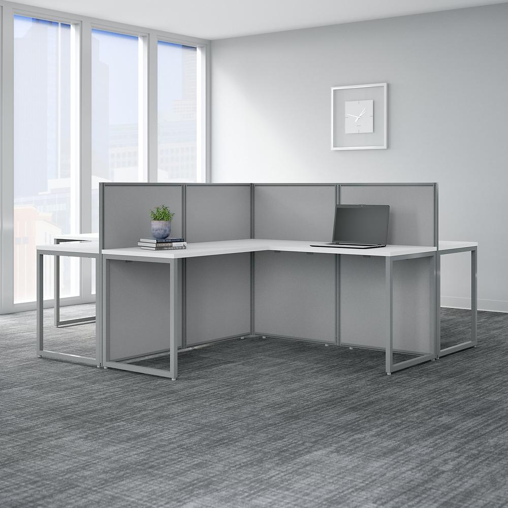 Easy Office 4 Person L Shaped Cubicle Desk Workstation with Panels. Picture 2