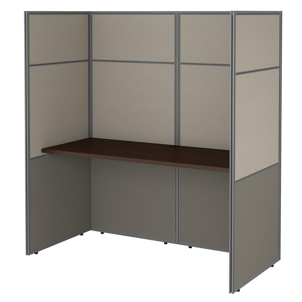 Bush Business Furniture Easy Office 60W Cubicle Desk Workstation with 66H Closed Panels, Mocha Cherry. Picture 1
