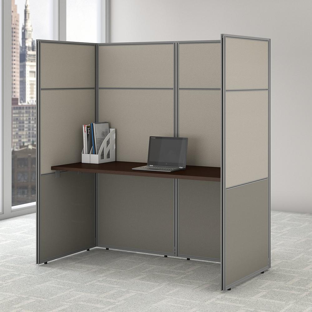 Bush Business Furniture Easy Office 60W Cubicle Desk Workstation with 66H Closed Panels, Mocha Cherry, Installed. Picture 2
