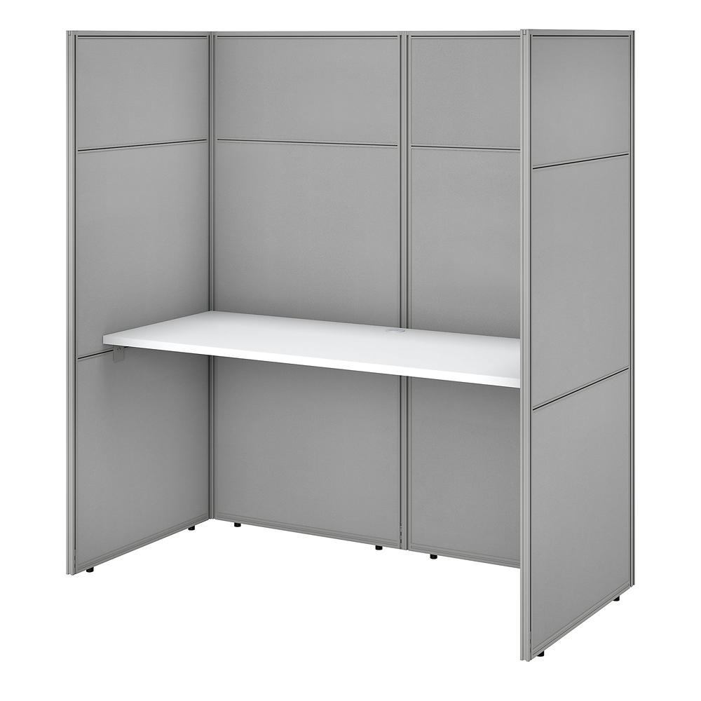 Bush Business Furniture Easy Office 60W Cubicle Desk Workstation with 66H Closed Panels ,Pure White/Silver Gray Fabric. Picture 1