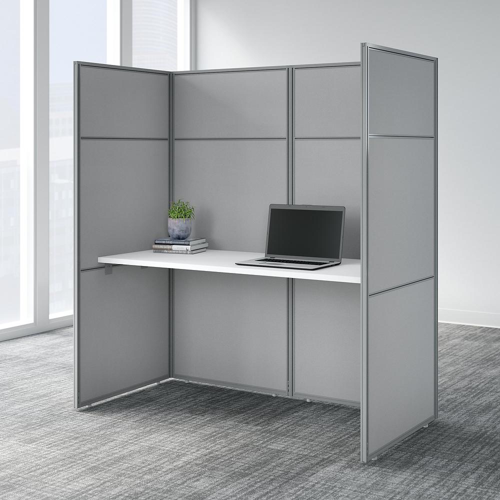 Bush Business Furniture Easy Office 60W Cubicle Desk Workstation with 66H Closed Panels ,Pure White/Silver Gray Fabric. Picture 2
