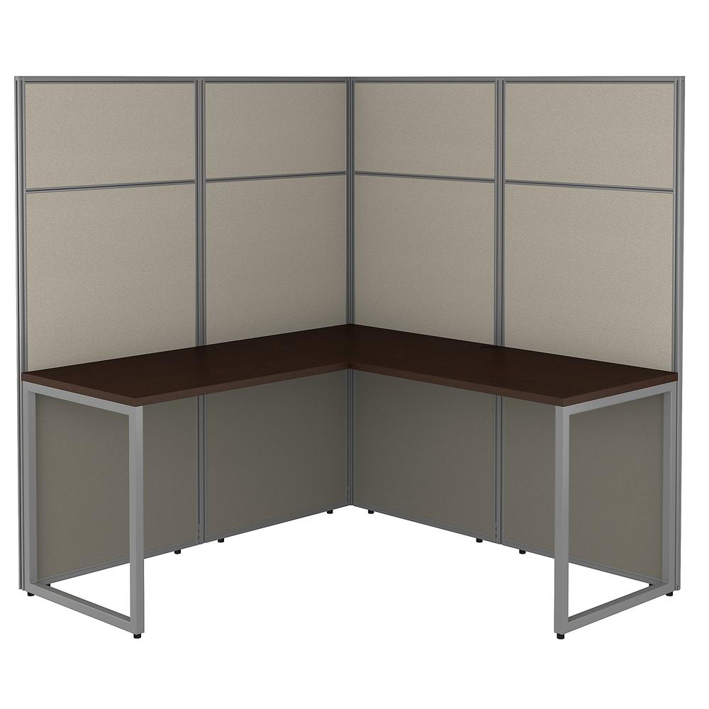 Bush Business Furniture Easy Office 60W L Shaped Cubicle Desk Workstation with 66H Panels, Mocha Cherry. Picture 1