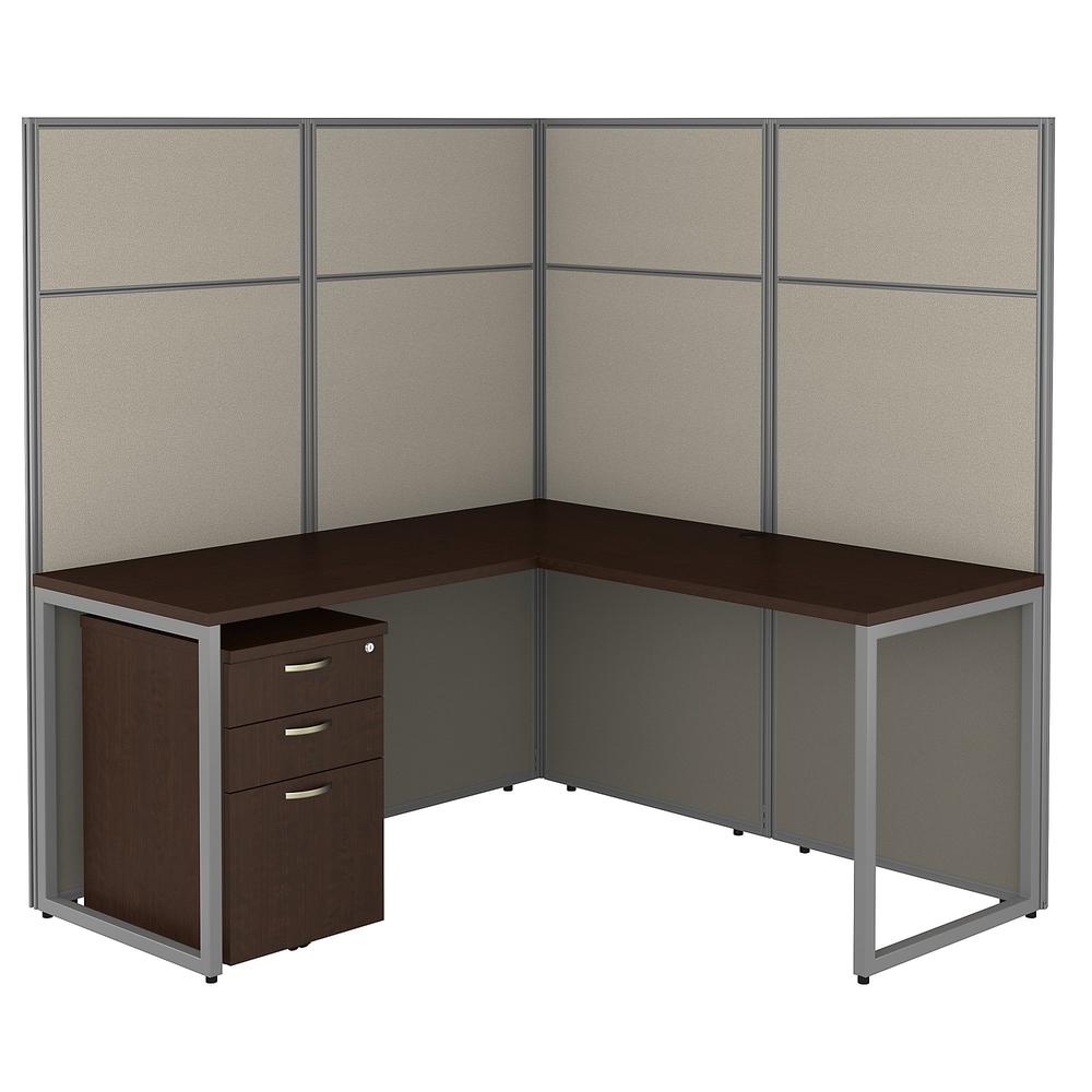 Bush Business Furniture Easy Office 60W L Shaped Cubicle Desk with File Cabinet. Picture 1