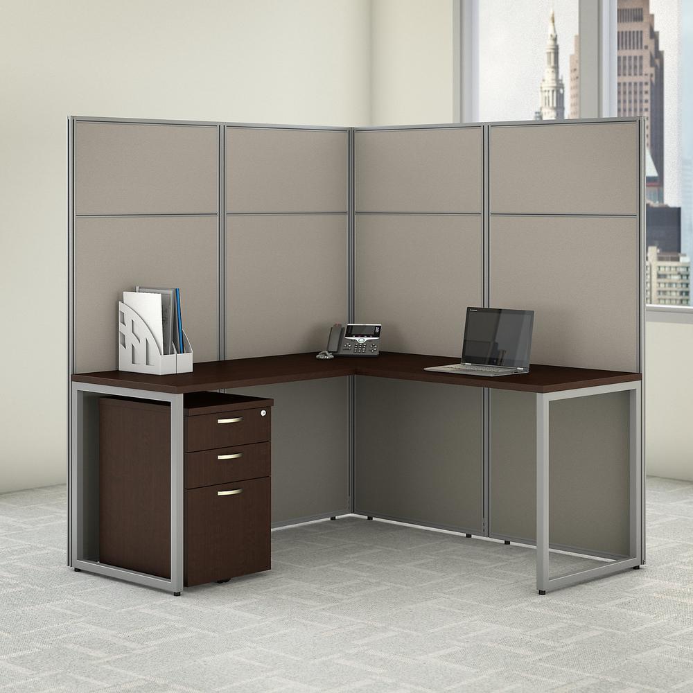 Bush Business Furniture Easy Office 60W L Shaped Cubicle Desk with File Cabinet. Picture 2