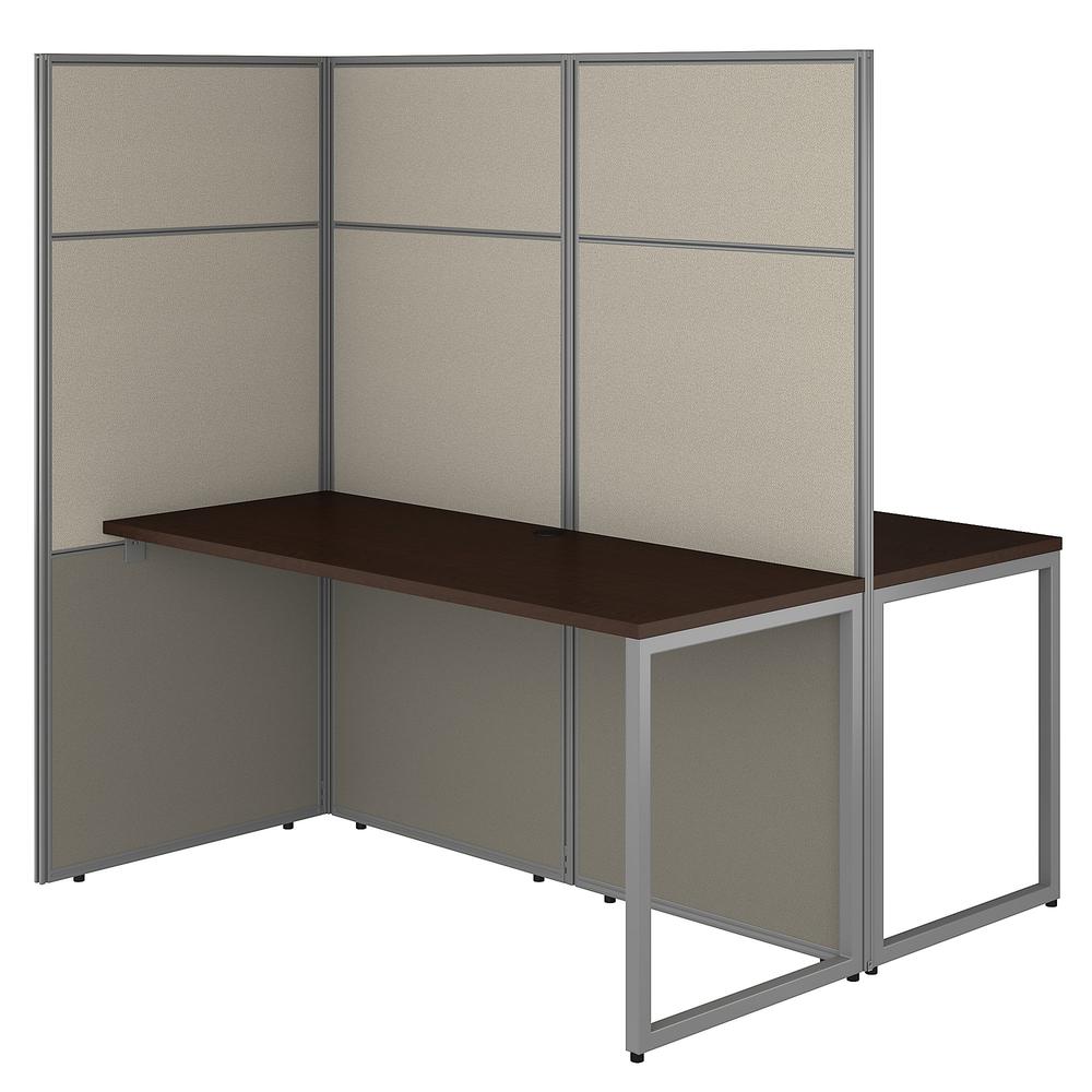 Bush Business Furniture Easy Office 60W 2 Person Cubicle Desk Workstation with 66H Panels, Mocha Cherry. Picture 1