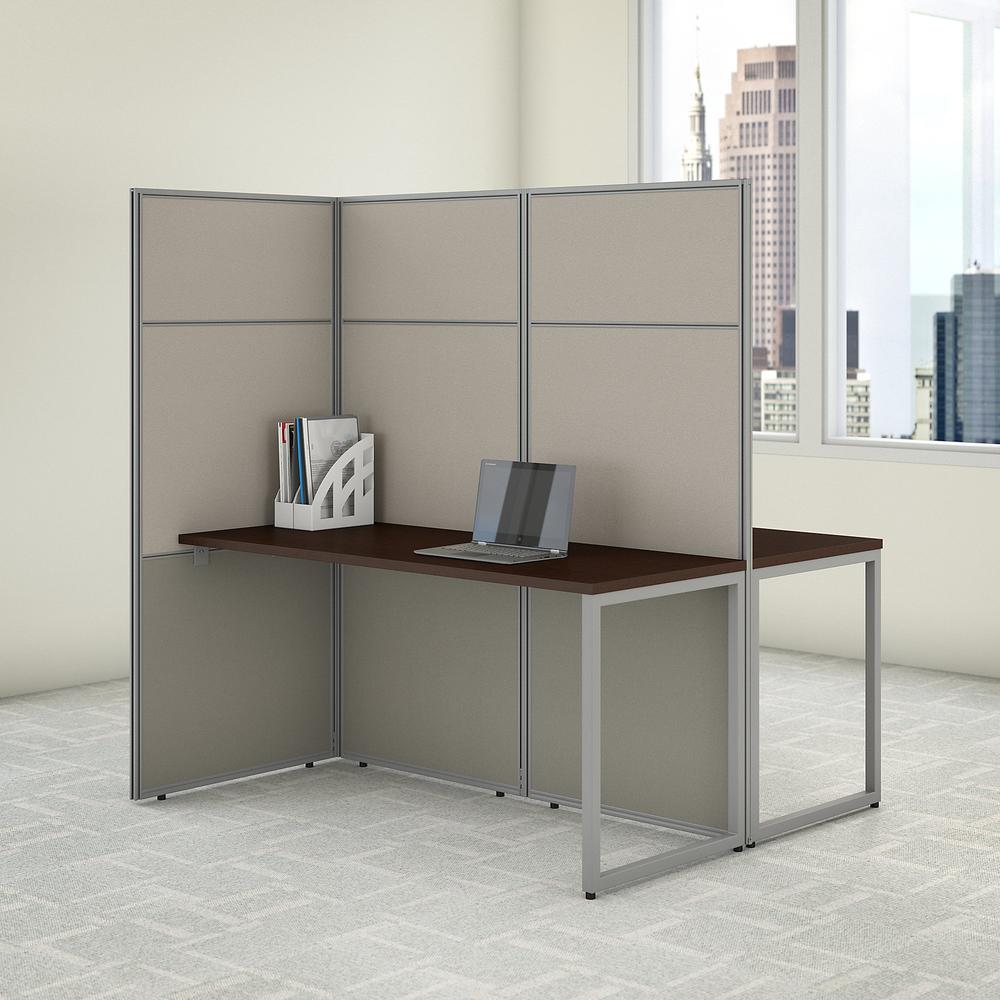 Bush Business Furniture Easy Office 60W 2 Person Cubicle Desk Workstation with 66H Panels, Mocha Cherry. Picture 2