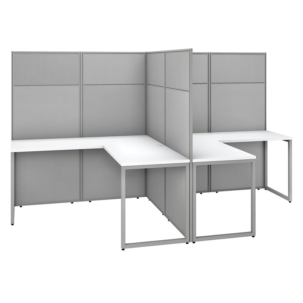 Easy Office 2 Person L Shaped Cubicle Desk Workstation with Panels. Picture 1