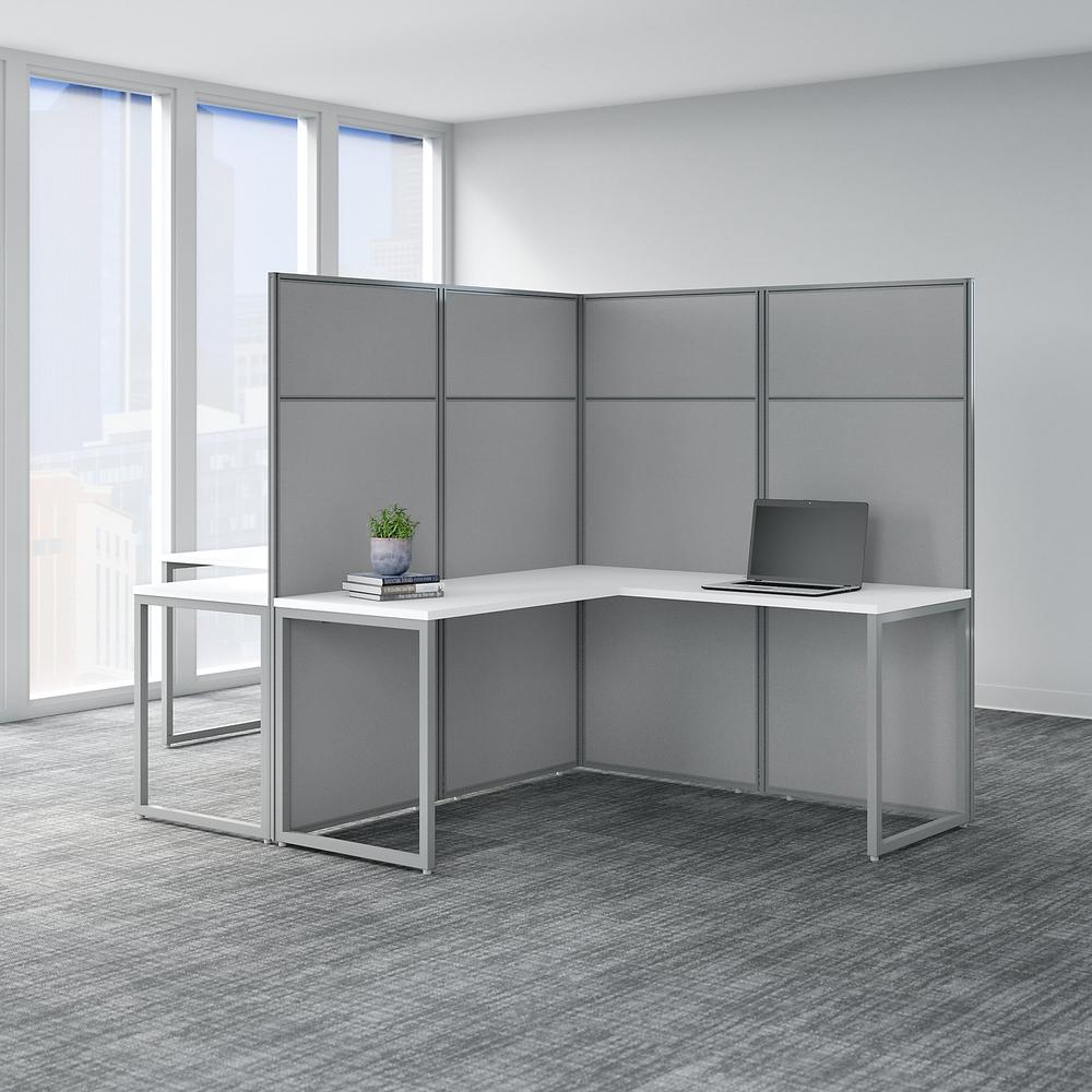 Easy Office 2 Person L Shaped Cubicle Desk Workstation with Panels. Picture 2