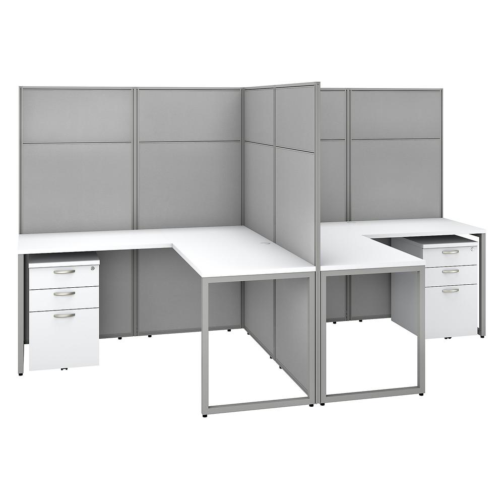 Easy Office 2 Person L Shaped Cubicle Desk with Drawers and Panels. Picture 1