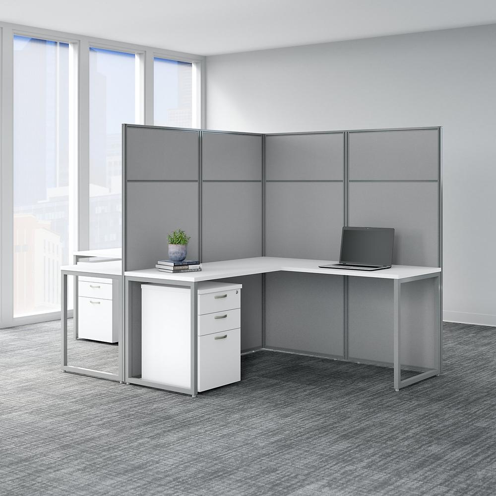 Easy Office 2 Person L Shaped Cubicle Desk with Drawers and Panels. Picture 2