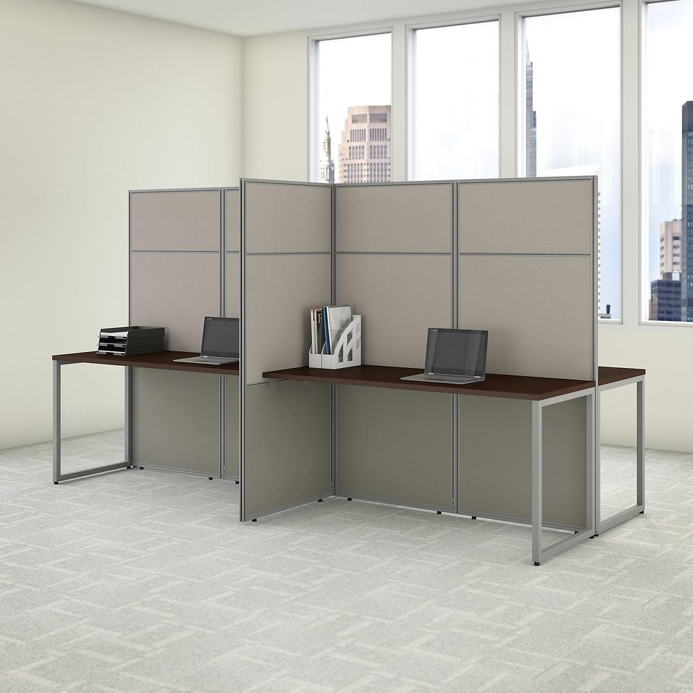 Bush Business Furniture Easy Office 60W 4 Person Cubicle Desk Workstation with 66H Panels, Mocha Cherry. Picture 2