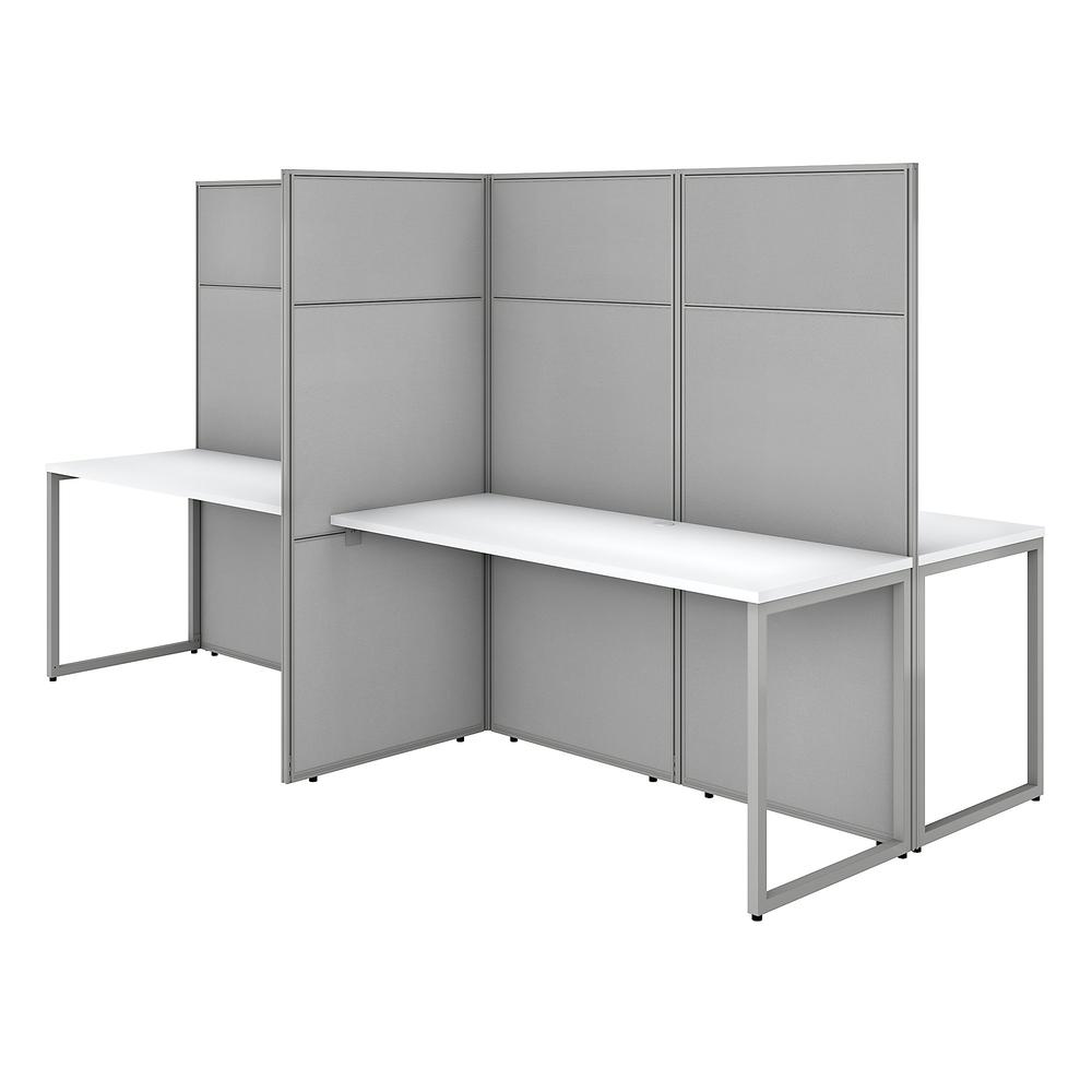 Bush Business Furniture Easy Office 60W 4 Person Cubicle Desk Workstation with 66H Panels ,Pure White/Silver Gray Fabric. The main picture.