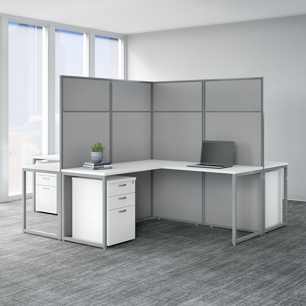 Easy Office 4 Person L Shaped Cubicle Desk with Drawers and Panels. Picture 2