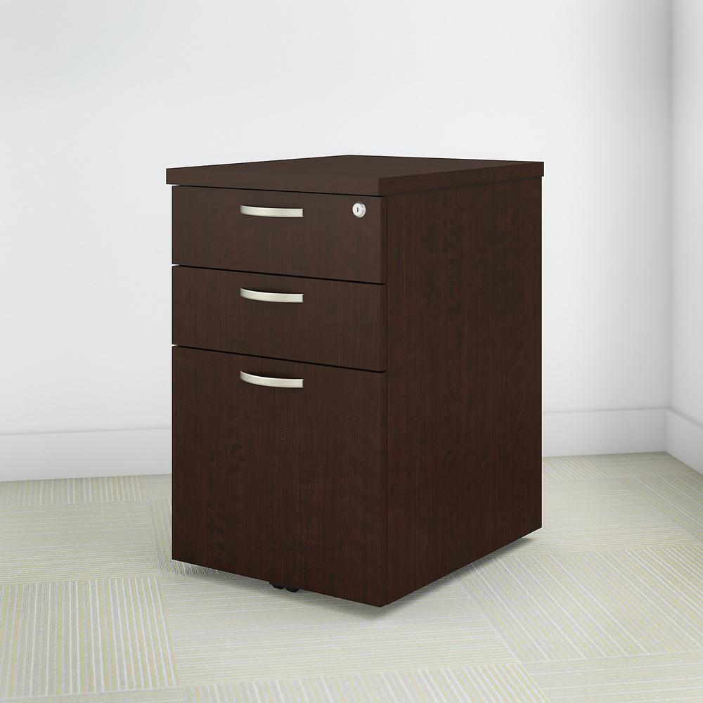 Bush Business Furniture Easy Office 3 Drawer Mobile File Cabinet, Mocha Cherry. Picture 2