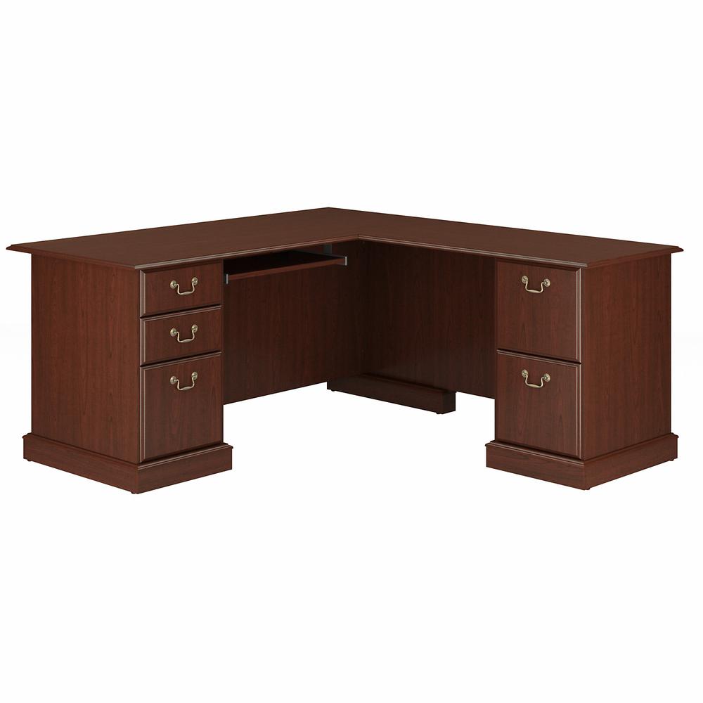 Bush Furniture Saratoga L Shaped Computer Desk with Drawers Harvest Cherry. Picture 1
