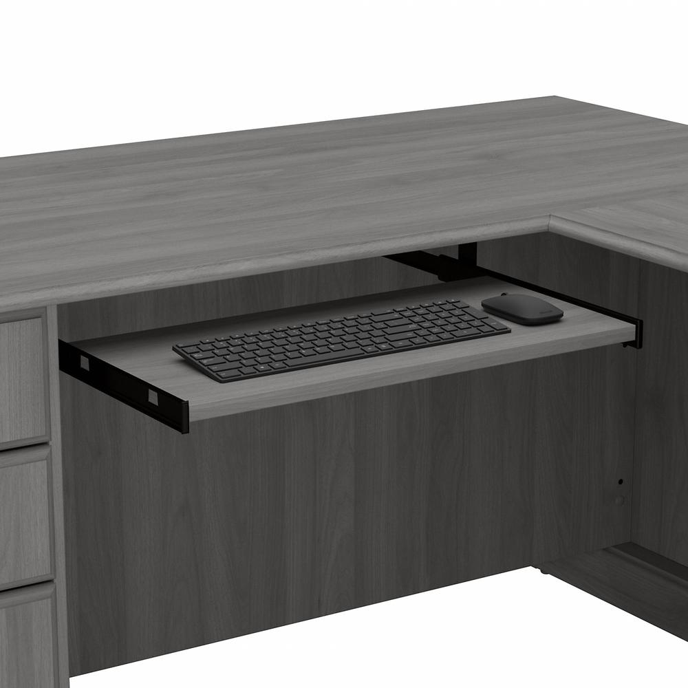 Bush Furniture Saratoga L Shaped Computer Desk with Drawers, Modern Gray. Picture 6