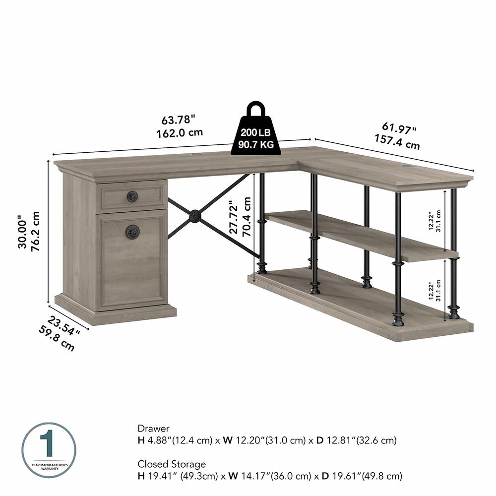 Bush Furniture Coliseum 64W Designer L Shaped Desk with Storage. Picture 5