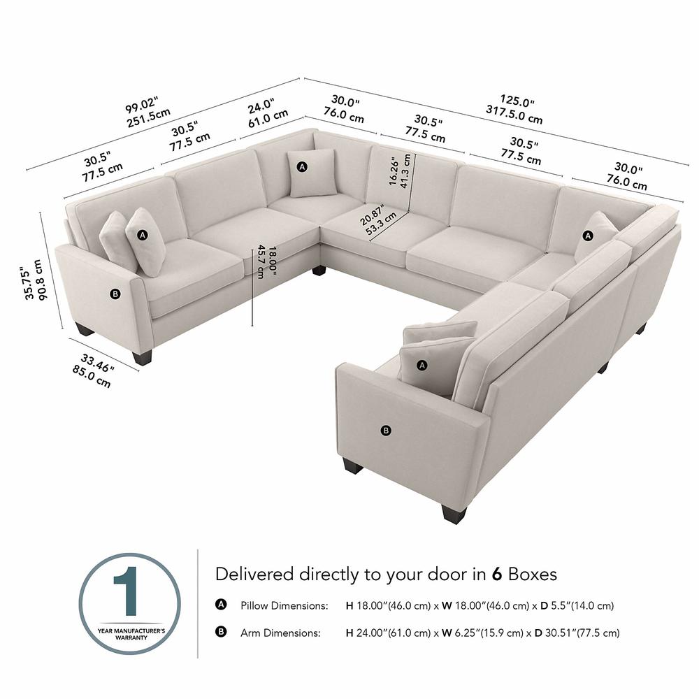 Bush Furniture Flare, 125W U Shaped Sectional Couch. Picture 8