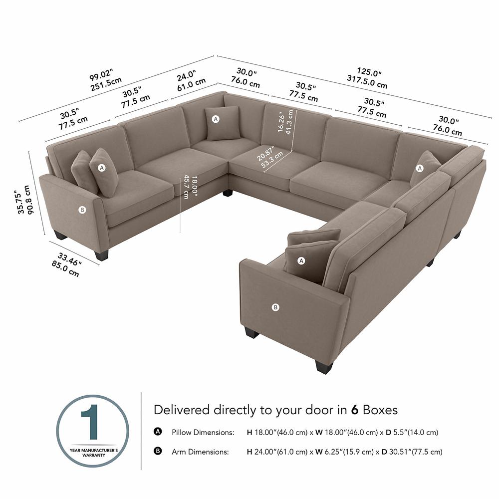 Bush Furniture Flare 125W U Shaped Sectional Couch. Picture 8
