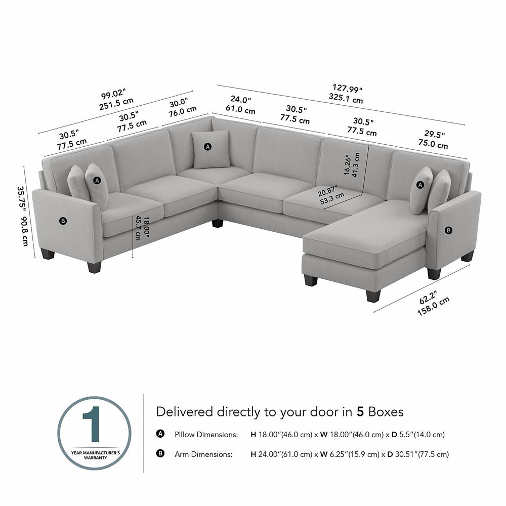 Bush Furniture Flare 128W, U Shaped Sectional Couch with Reversible Chaise Lounge. Picture 8