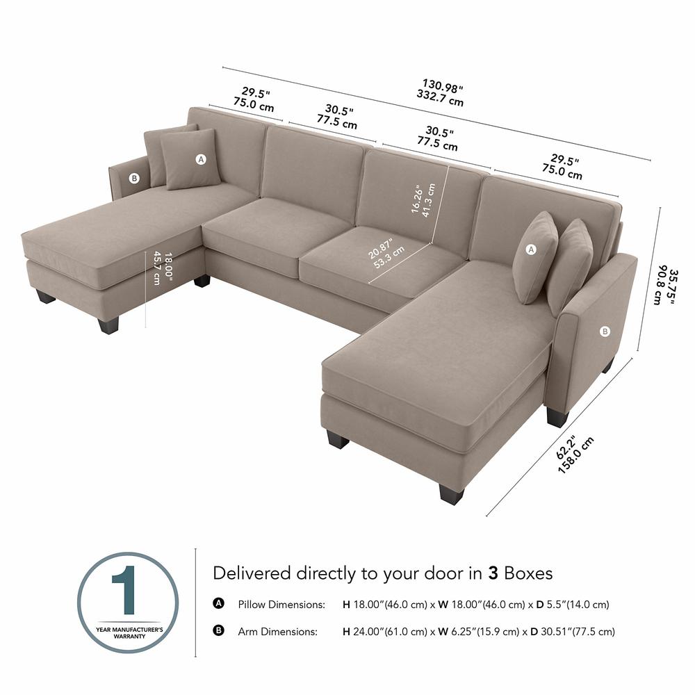 Bush Furniture Flare 131W Sectional Couch with Double Chaise Lounge. Picture 8