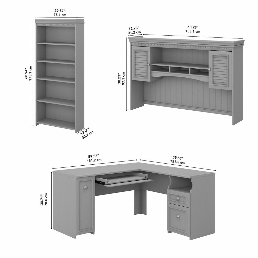 Bush Furniture Fairview 60W - L Shaped Desk with Hutch and 5 Shelf Bookcase. Picture 5