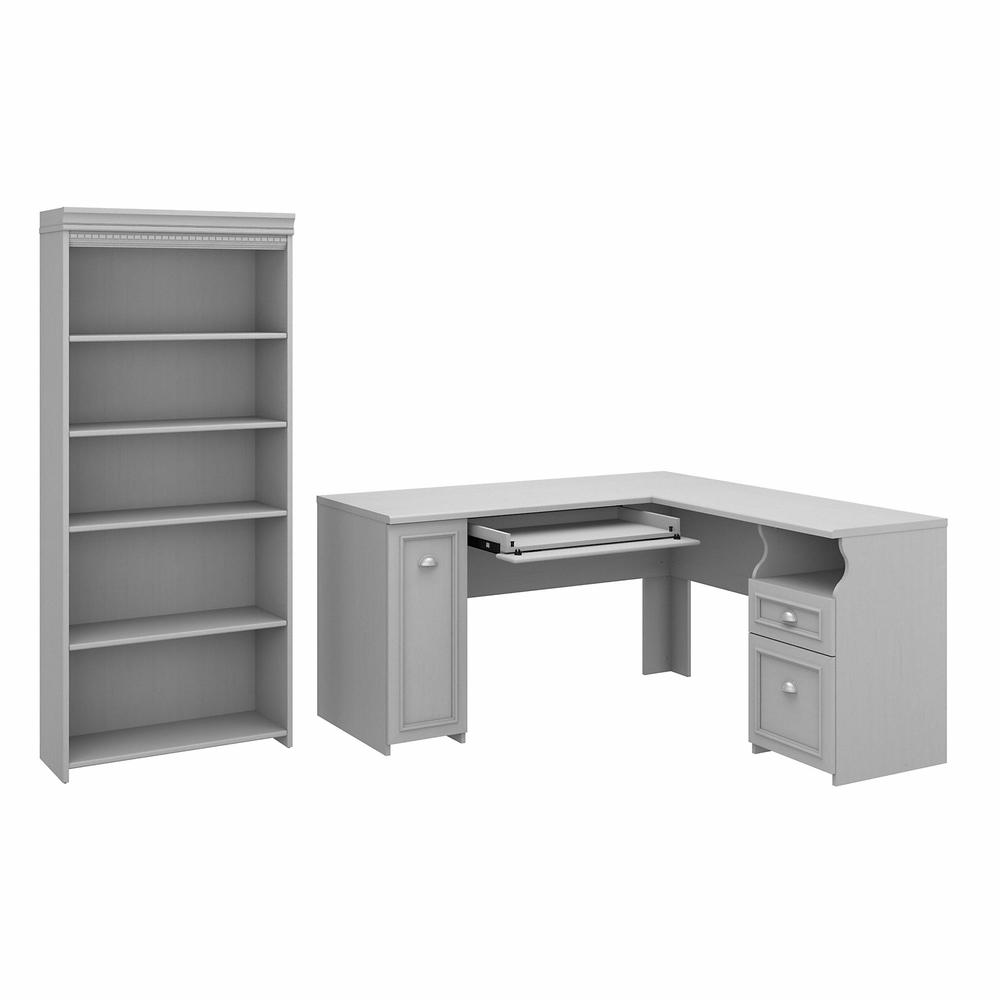 Bush Furniture Fairview 60W - L Shaped Desk with 5 Shelf Bookcase. Picture 1