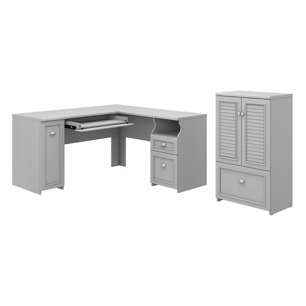 Bush Furniture Fairview 60W,L Shaped Desk & 2 Door Storage Cabinet with File Drawer. Picture 1
